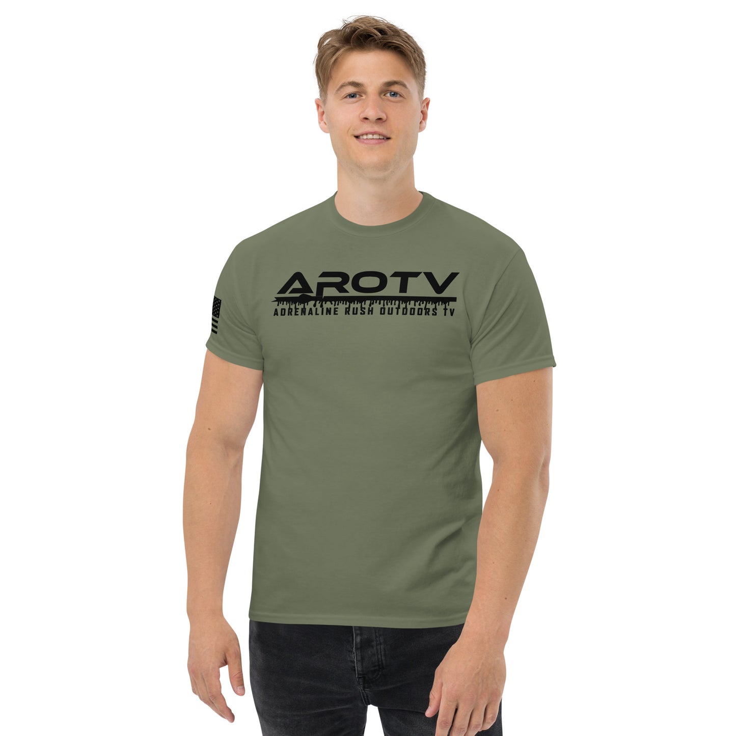 AROTV Army Green Tee w/ Black Logo