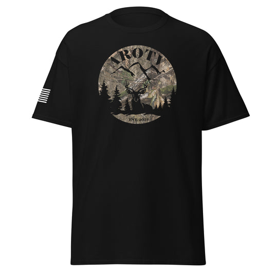 AROTV Black Tee w/ MossyOak Camo Logo