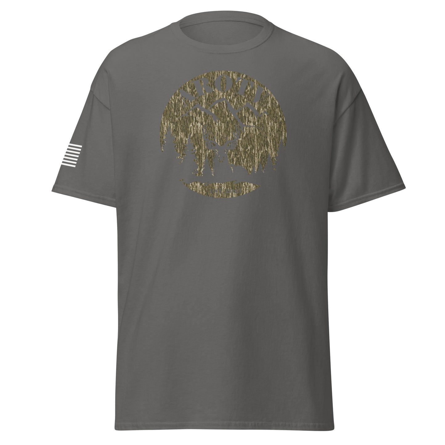 AROTV Black Tee w/ Bottomland Camo Logo