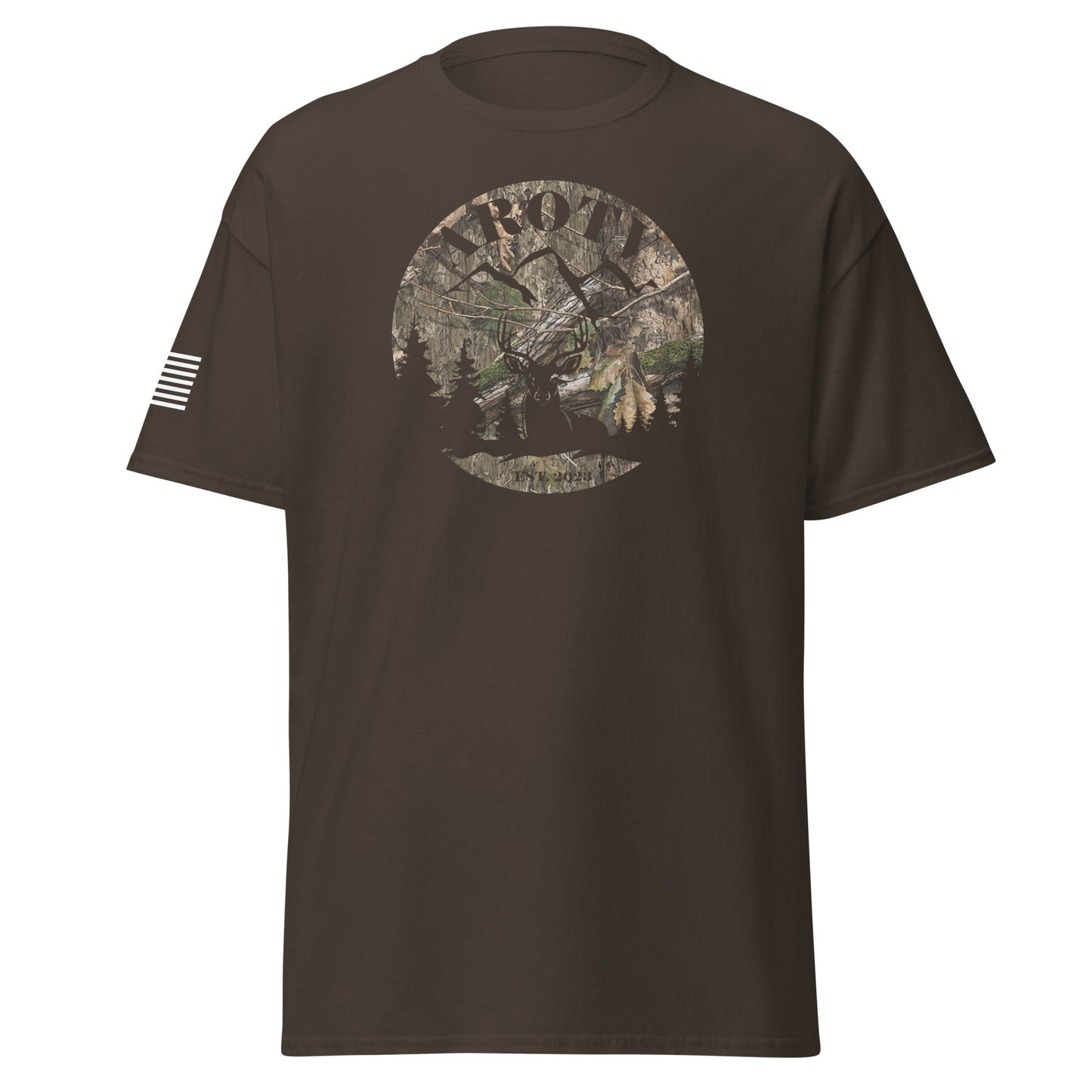 AROTV Black Tee w/ MossyOak Camo Logo